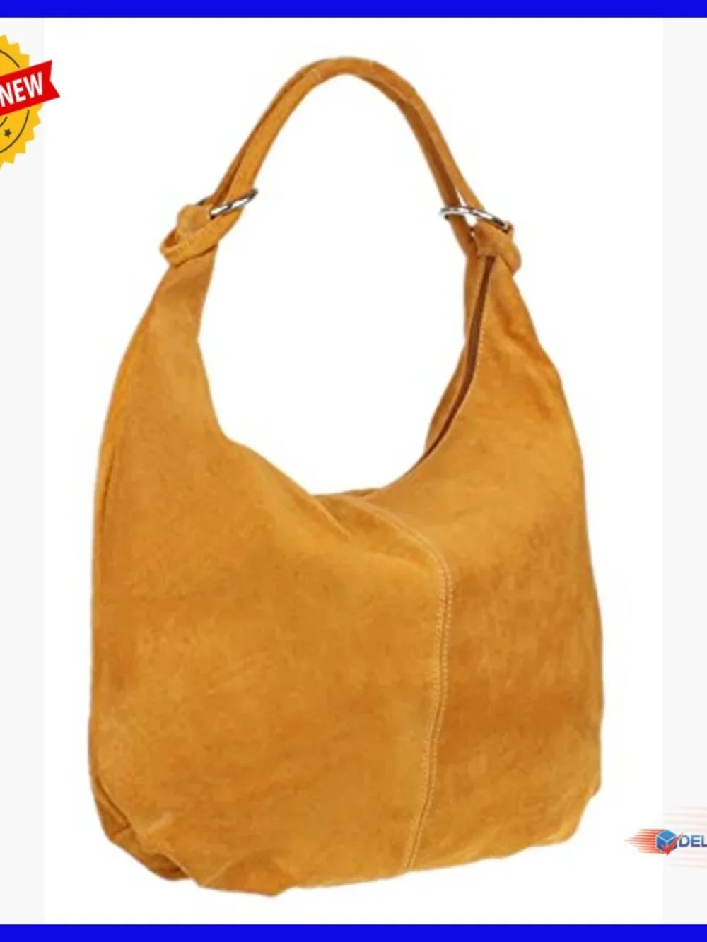 Oversized Genuine Suede Leather Hobo Shoulder Bag with Zipper